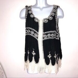 Ana & Kate Black White Fairy Goth Tank Blouse Women's Medium‎ NWT
